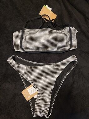 Burlook Black & White Gingham Bikini Set - Women Swim
